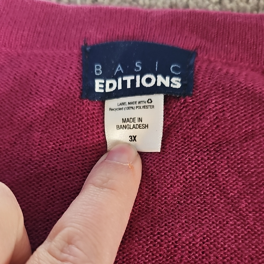 E6🔹️❤️Basic Editions Fuchsia Button-Up Cardigan - Picture 2 of 4